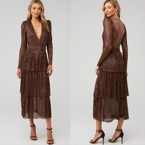 Sabina Musayev Brown Tiered Dress